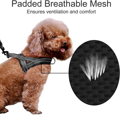 No Pull Dog Harness for Medium Sized Dog, Breathable Mesh Padded | Adjustable Reflective with Handle, Escape Proof, Quick Fit Pet Vest, with Front Clip, for Training and Walking, Beige, M