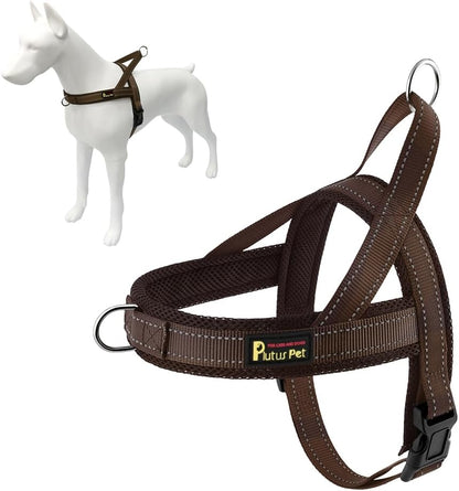 No Pull Dog Harness for Medium Sized Dog, Breathable Mesh Padded | Adjustable Reflective with Handle, Escape Proof, Quick Fit Pet Vest, with Front Clip, for Training and Walking, Beige, M