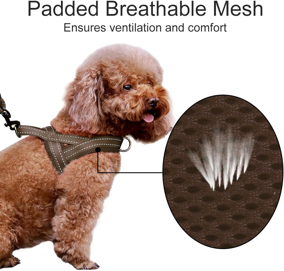 No Pull Dog Harness for Medium Sized Dog, Breathable Mesh Padded | Adjustable Reflective with Handle, Escape Proof, Quick Fit Pet Vest, with Front Clip, for Training and Walking, Beige, M