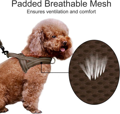 No Pull Dog Harness for Medium Sized Dog, Breathable Mesh Padded | Adjustable Reflective with Handle, Escape Proof, Quick Fit Pet Vest, with Front Clip, for Training and Walking, Beige, M