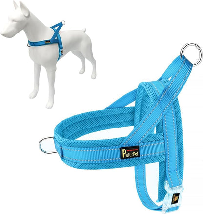 No Pull Dog Harness for Medium Sized Dog, Breathable Mesh Padded | Adjustable Reflective with Handle, Escape Proof, Quick Fit Pet Vest, with Front Clip, for Training and Walking, Beige, M