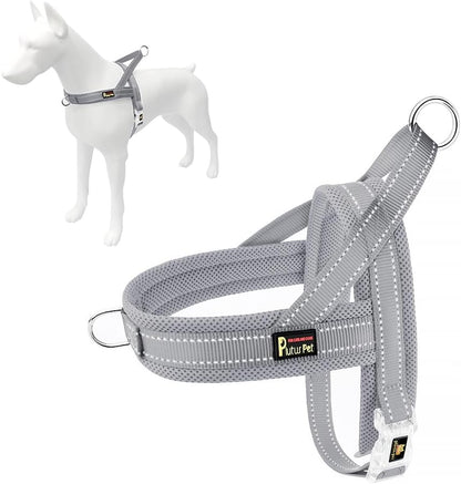 No Pull Dog Harness for Medium Sized Dog, Breathable Mesh Padded | Adjustable Reflective with Handle, Escape Proof, Quick Fit Pet Vest, with Front Clip, for Training and Walking, Beige, M