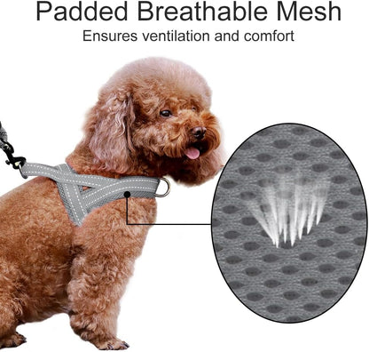 No Pull Dog Harness for Medium Sized Dog, Breathable Mesh Padded | Adjustable Reflective with Handle, Escape Proof, Quick Fit Pet Vest, with Front Clip, for Training and Walking, Beige, M