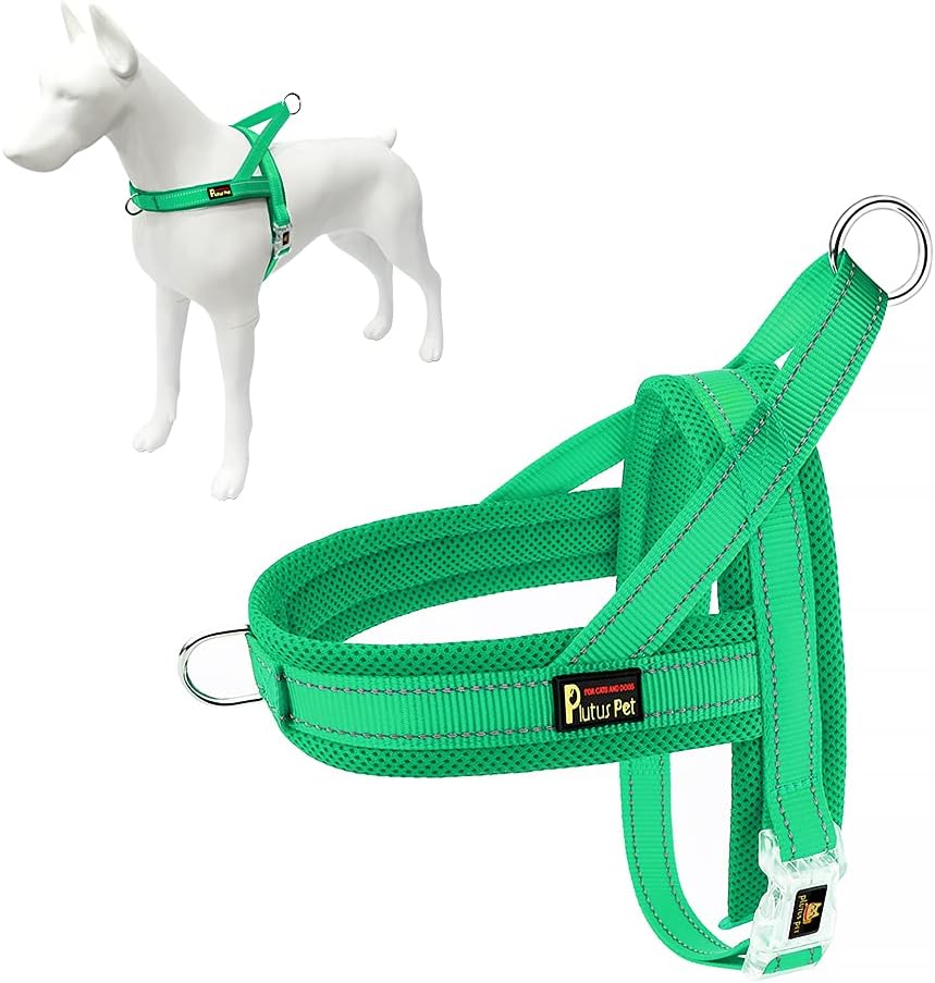 No Pull Dog Harness for Medium Sized Dog, Breathable Mesh Padded | Adjustable Reflective with Handle, Escape Proof, Quick Fit Pet Vest, with Front Clip, for Training and Walking, Beige, M