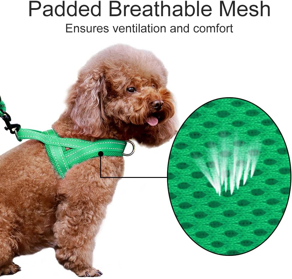 No Pull Dog Harness for Medium Sized Dog, Breathable Mesh Padded | Adjustable Reflective with Handle, Escape Proof, Quick Fit Pet Vest, with Front Clip, for Training and Walking, Beige, M