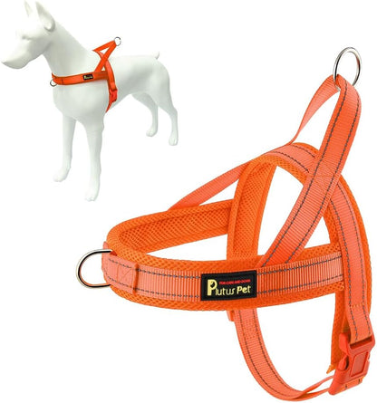 No Pull Dog Harness for Medium Sized Dog, Breathable Mesh Padded | Adjustable Reflective with Handle, Escape Proof, Quick Fit Pet Vest, with Front Clip, for Training and Walking, Beige, M