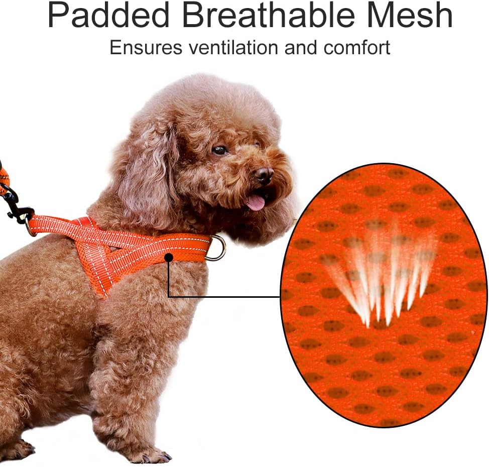 No Pull Dog Harness for Medium Sized Dog, Breathable Mesh Padded | Adjustable Reflective with Handle, Escape Proof, Quick Fit Pet Vest, with Front Clip, for Training and Walking, Beige, M