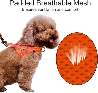 No Pull Dog Harness for Medium Sized Dog, Breathable Mesh Padded | Adjustable Reflective with Handle, Escape Proof, Quick Fit Pet Vest, with Front Clip, for Training and Walking, Beige, M
