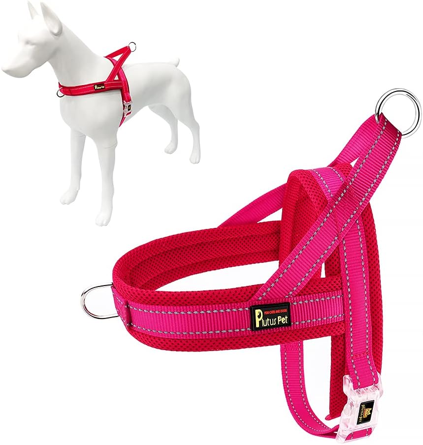 No Pull Dog Harness for Medium Sized Dog, Breathable Mesh Padded | Adjustable Reflective with Handle, Escape Proof, Quick Fit Pet Vest, with Front Clip, for Training and Walking, Beige, M