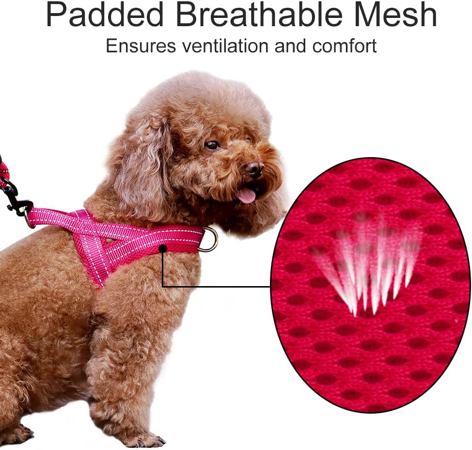 No Pull Dog Harness for Medium Sized Dog, Breathable Mesh Padded | Adjustable Reflective with Handle, Escape Proof, Quick Fit Pet Vest, with Front Clip, for Training and Walking, Beige, M