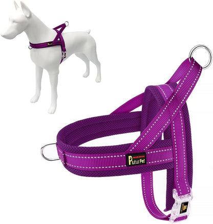 No Pull Dog Harness for Medium Sized Dog, Breathable Mesh Padded | Adjustable Reflective with Handle, Escape Proof, Quick Fit Pet Vest, with Front Clip, for Training and Walking, Beige, M