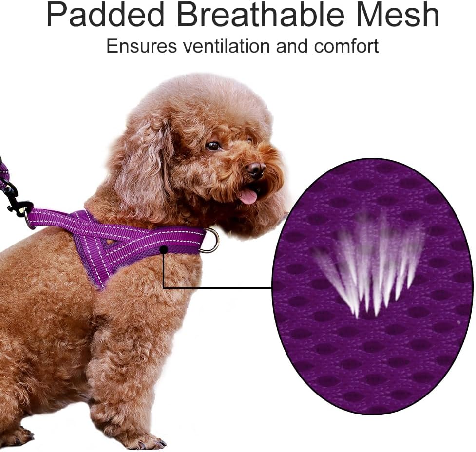 No Pull Dog Harness for Medium Sized Dog, Breathable Mesh Padded | Adjustable Reflective with Handle, Escape Proof, Quick Fit Pet Vest, with Front Clip, for Training and Walking, Beige, M