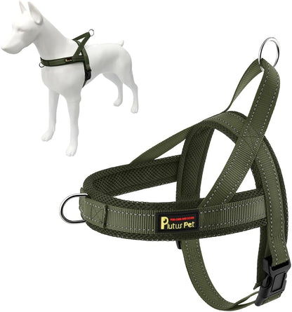 No Pull Dog Harness for Medium Sized Dog, Breathable Mesh Padded | Adjustable Reflective with Handle, Escape Proof, Quick Fit Pet Vest, with Front Clip, for Training and Walking, Beige, M