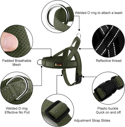 No Pull Dog Harness for Medium Sized Dog, Breathable Mesh Padded | Adjustable Reflective with Handle, Escape Proof, Quick Fit Pet Vest, with Front Clip, for Training and Walking, Beige, M
