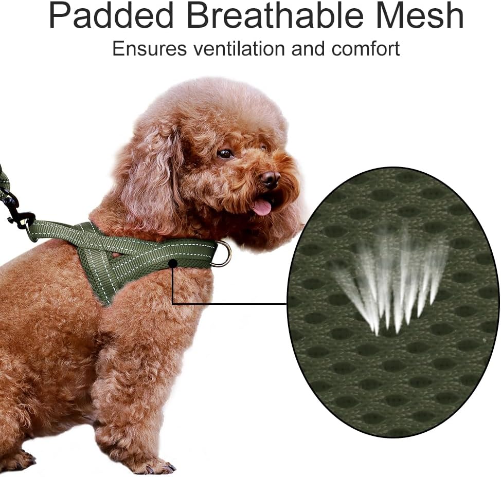 No Pull Dog Harness for Medium Sized Dog, Breathable Mesh Padded | Adjustable Reflective with Handle, Escape Proof, Quick Fit Pet Vest, with Front Clip, for Training and Walking, Beige, M