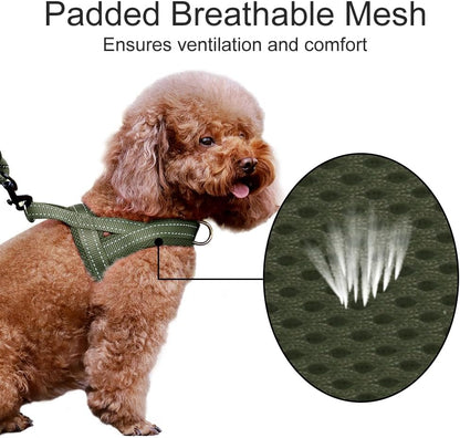 No Pull Dog Harness for Medium Sized Dog, Breathable Mesh Padded | Adjustable Reflective with Handle, Escape Proof, Quick Fit Pet Vest, with Front Clip, for Training and Walking, Beige, M