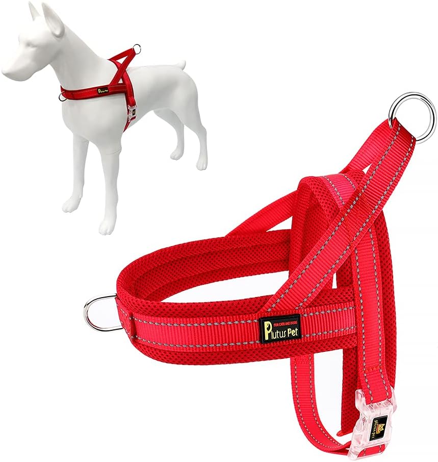 No Pull Dog Harness for Medium Sized Dog, Breathable Mesh Padded | Adjustable Reflective with Handle, Escape Proof, Quick Fit Pet Vest, with Front Clip, for Training and Walking, Beige, M