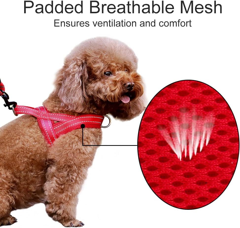 No Pull Dog Harness for Medium Sized Dog, Breathable Mesh Padded | Adjustable Reflective with Handle, Escape Proof, Quick Fit Pet Vest, with Front Clip, for Training and Walking, Beige, M