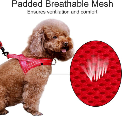 No Pull Dog Harness for Medium Sized Dog, Breathable Mesh Padded | Adjustable Reflective with Handle, Escape Proof, Quick Fit Pet Vest, with Front Clip, for Training and Walking, Beige, M