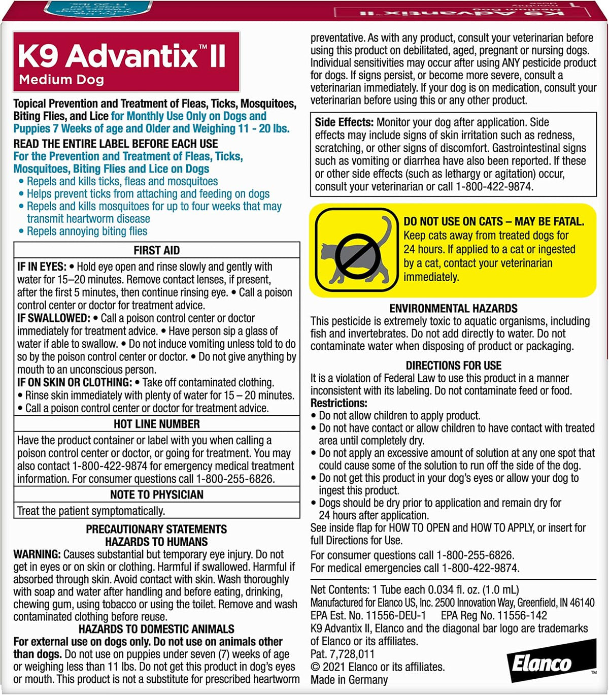 II Medium Dog Vet-Recommended Flea, Tick & Mosquito Treatment & Prevention | Dogs 11-20 lbs. | 1-Mo Supply