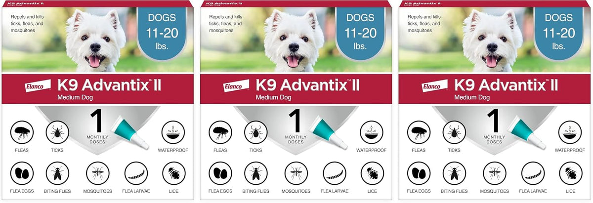 II Medium Dog Vet-Recommended Flea, Tick & Mosquito Treatment & Prevention | Dogs 11-20 lbs. | 1-Mo Supply
