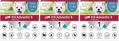 II Medium Dog Vet-Recommended Flea, Tick & Mosquito Treatment & Prevention | Dogs 11-20 lbs. | 1-Mo Supply