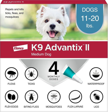 II Medium Dog Vet-Recommended Flea, Tick & Mosquito Treatment & Prevention | Dogs 11-20 lbs. | 1-Mo Supply