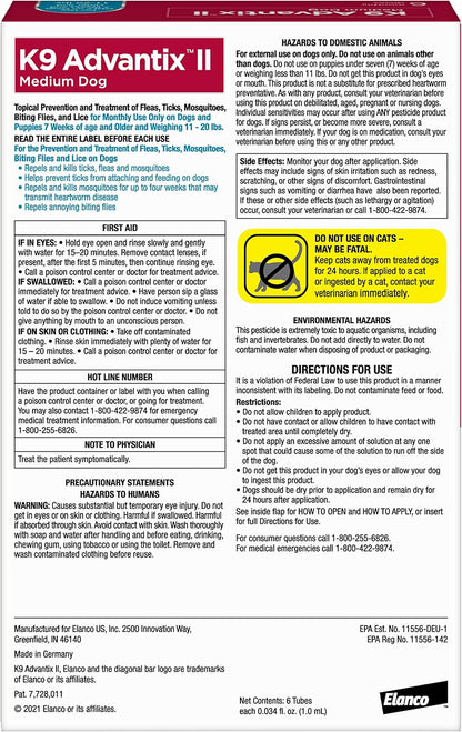 II Medium Dog Vet-Recommended Flea, Tick & Mosquito Treatment & Prevention | Dogs 11-20 lbs. | 1-Mo Supply