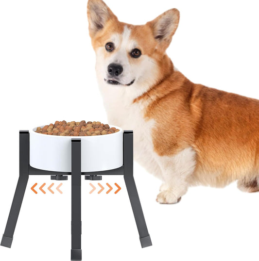 Adjustable Raised Dog Bowl Stand for Large Dogs(Bowl not Included) | Adjustable Elevated Dog Bowl Fits 6-10" Bowls, Height Adjustable to 7.6-15" Tall,Single Food and Water Stand Feeder