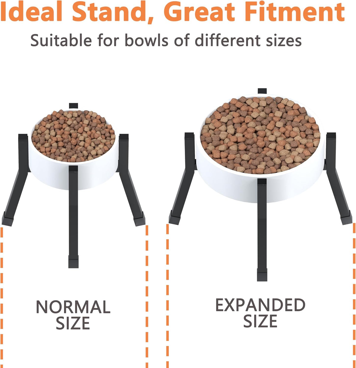 Adjustable Raised Dog Bowl Stand for Large Dogs(Bowl not Included) | Adjustable Elevated Dog Bowl Fits 6-10" Bowls, Height Adjustable to 7.6-15" Tall,Single Food and Water Stand Feeder