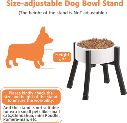 Adjustable Raised Dog Bowl Stand for Large Dogs(Bowl not Included) | Adjustable Elevated Dog Bowl Fits 6-10" Bowls, Height Adjustable to 7.6-15" Tall,Single Food and Water Stand Feeder