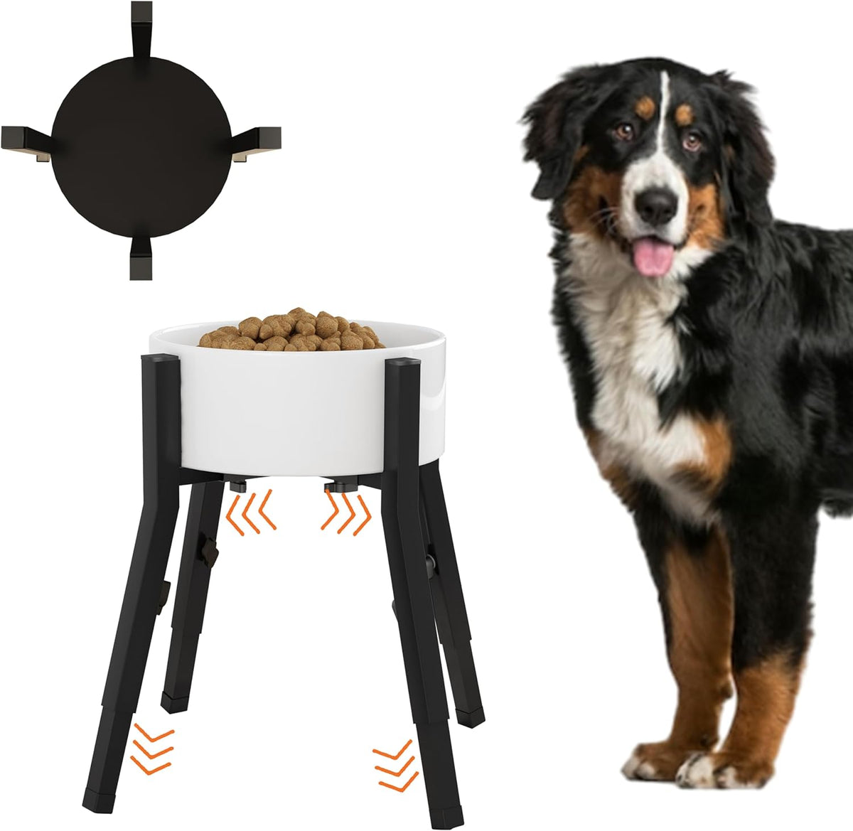 Adjustable Raised Dog Bowl Stand for Large Dogs(Bowl not Included) | Adjustable Elevated Dog Bowl Fits 6-10" Bowls, Height Adjustable to 7.6-15" Tall,Single Food and Water Stand Feeder