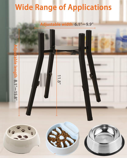 Adjustable Raised Dog Bowl Stand for Large Dogs(Bowl not Included) | Adjustable Elevated Dog Bowl Fits 6-10" Bowls, Height Adjustable to 7.6-15" Tall,Single Food and Water Stand Feeder