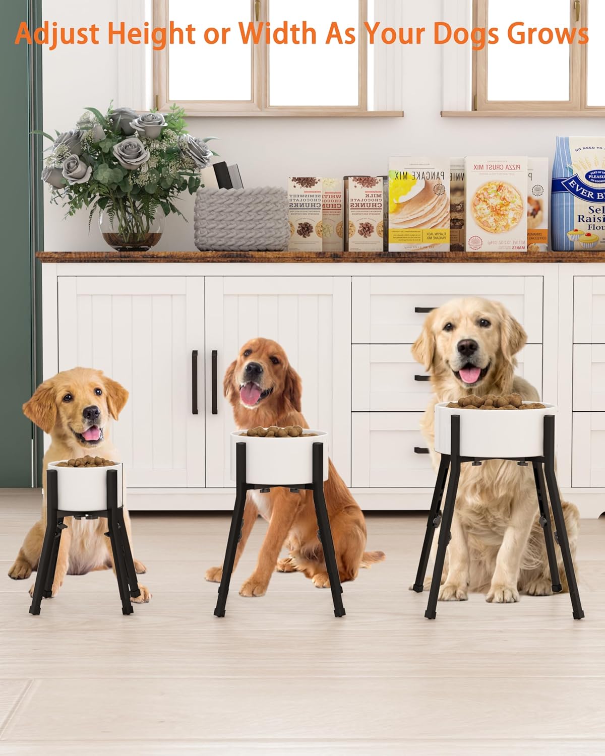Adjustable Raised Dog Bowl Stand for Large Dogs(Bowl not Included) | Adjustable Elevated Dog Bowl Fits 6-10" Bowls, Height Adjustable to 7.6-15" Tall,Single Food and Water Stand Feeder