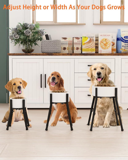 Adjustable Raised Dog Bowl Stand for Large Dogs(Bowl not Included) | Adjustable Elevated Dog Bowl Fits 6-10" Bowls, Height Adjustable to 7.6-15" Tall,Single Food and Water Stand Feeder