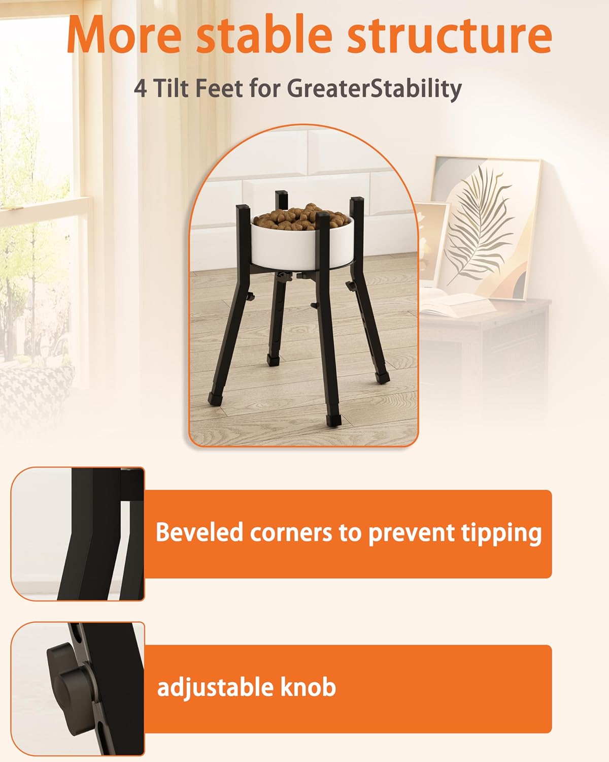 Adjustable Raised Dog Bowl Stand for Large Dogs(Bowl not Included) | Adjustable Elevated Dog Bowl Fits 6-10" Bowls, Height Adjustable to 7.6-15" Tall,Single Food and Water Stand Feeder