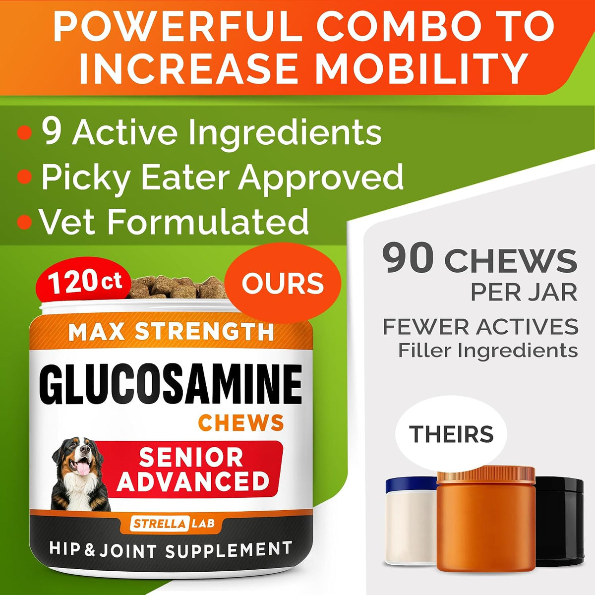 Advanced Glucosamine for Senior Dogs, Chondroitin Joint Support