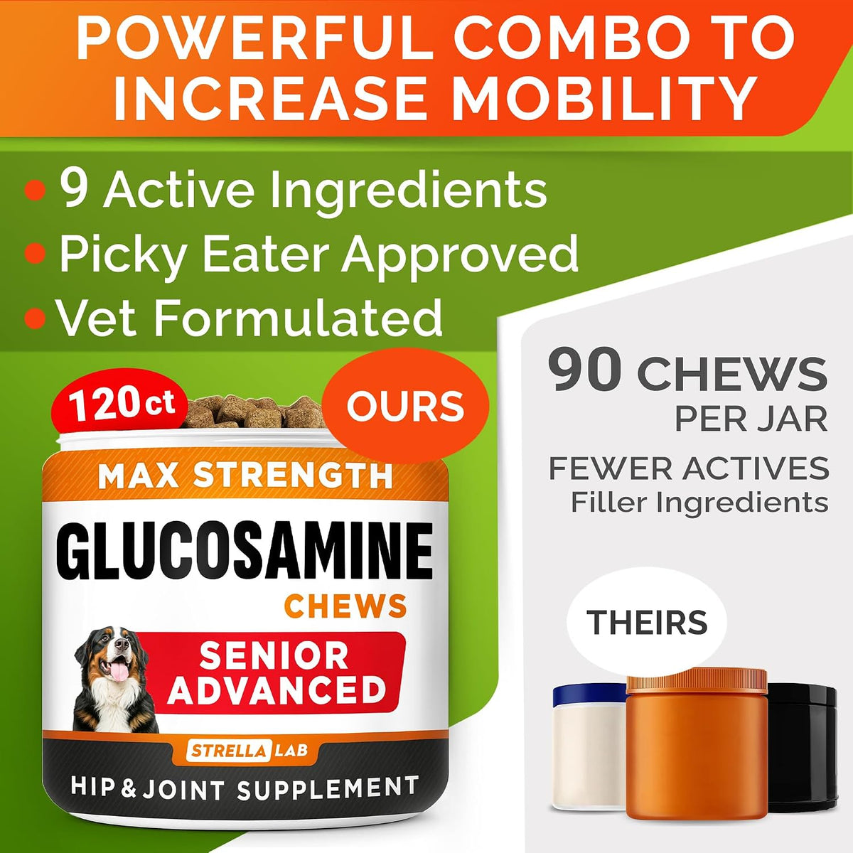Advanced Glucosamine for Senior Dogs, Chondroitin Joint Support