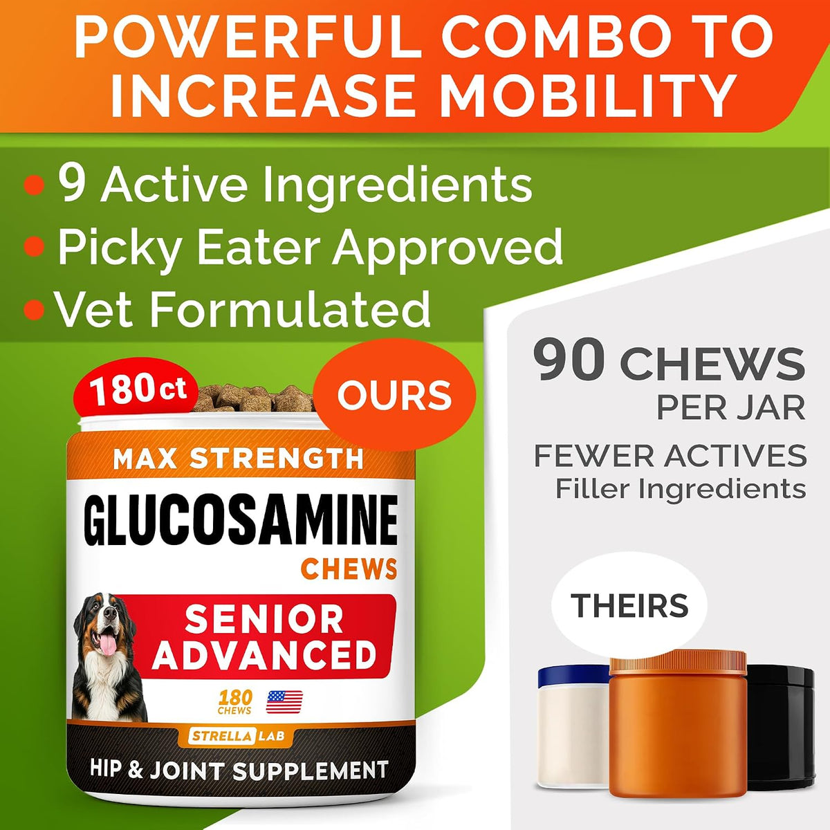 Advanced Glucosamine for Senior Dogs, Chondroitin Joint Support