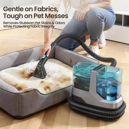 Portable Steam Carpet Cleaner, 203°F High Temp Steam & 18,000Pa Suction, Deep Stain & Odor Removal, Spot Cleaner for Pets, Kids, Home Upholstery, Stairs & Car Detailing
