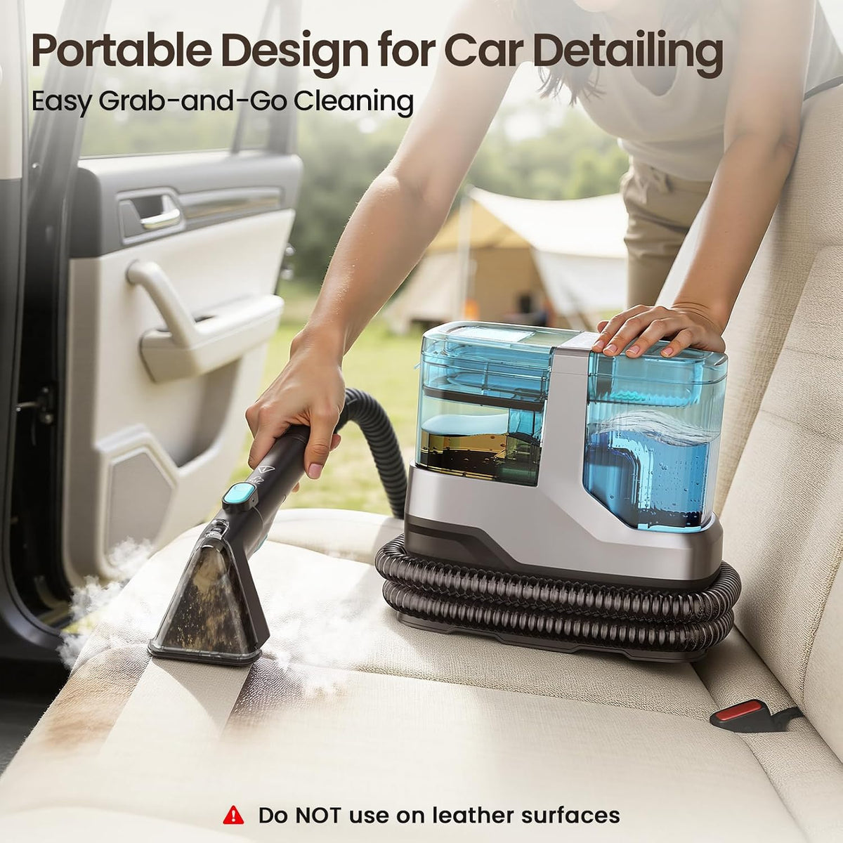 Portable Steam Carpet Cleaner, 203°F High Temp Steam & 18,000Pa Suction, Deep Stain & Odor Removal, Spot Cleaner for Pets, Kids, Home Upholstery, Stairs & Car Detailing
