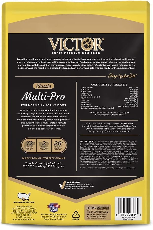 Multi-Pro Gluten Free Dry Dog Food - Beef, Chicken & Pork, 5 lb