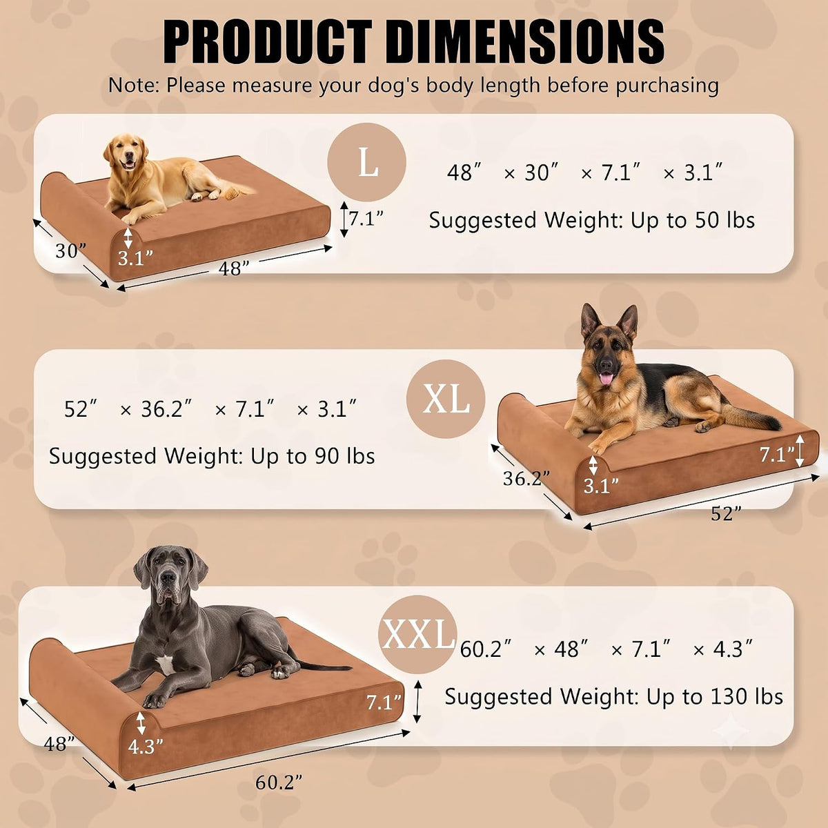 Orthopedic Dog Bed for Large Dog, Memory Foam Waterproof Dog beds