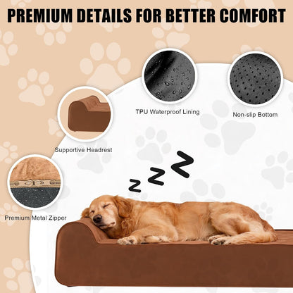 Orthopedic Dog Bed for Large Dog, Memory Foam Waterproof Dog beds