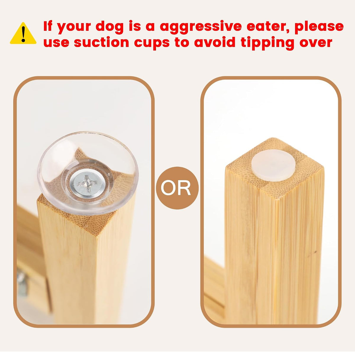 Elevated Dog Bowl Stand Adjustable Dog Food Holder 7”H Small Bamboo