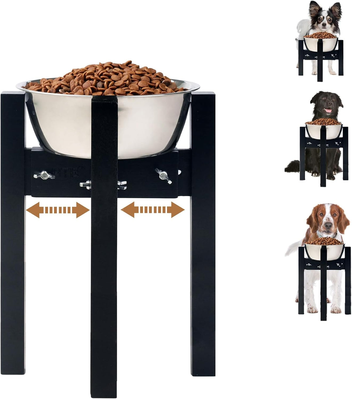 Elevated Dog Bowl Stand Adjustable Dog Food Holder 7”H Small Bamboo