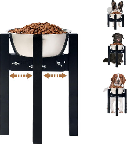 Elevated Dog Bowl Stand Adjustable Dog Food Holder 7”H Small Bamboo
