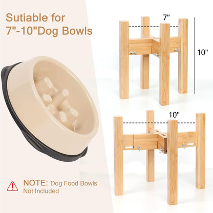 Elevated Dog Bowl Stand Adjustable Dog Food Holder 7”H Small Bamboo