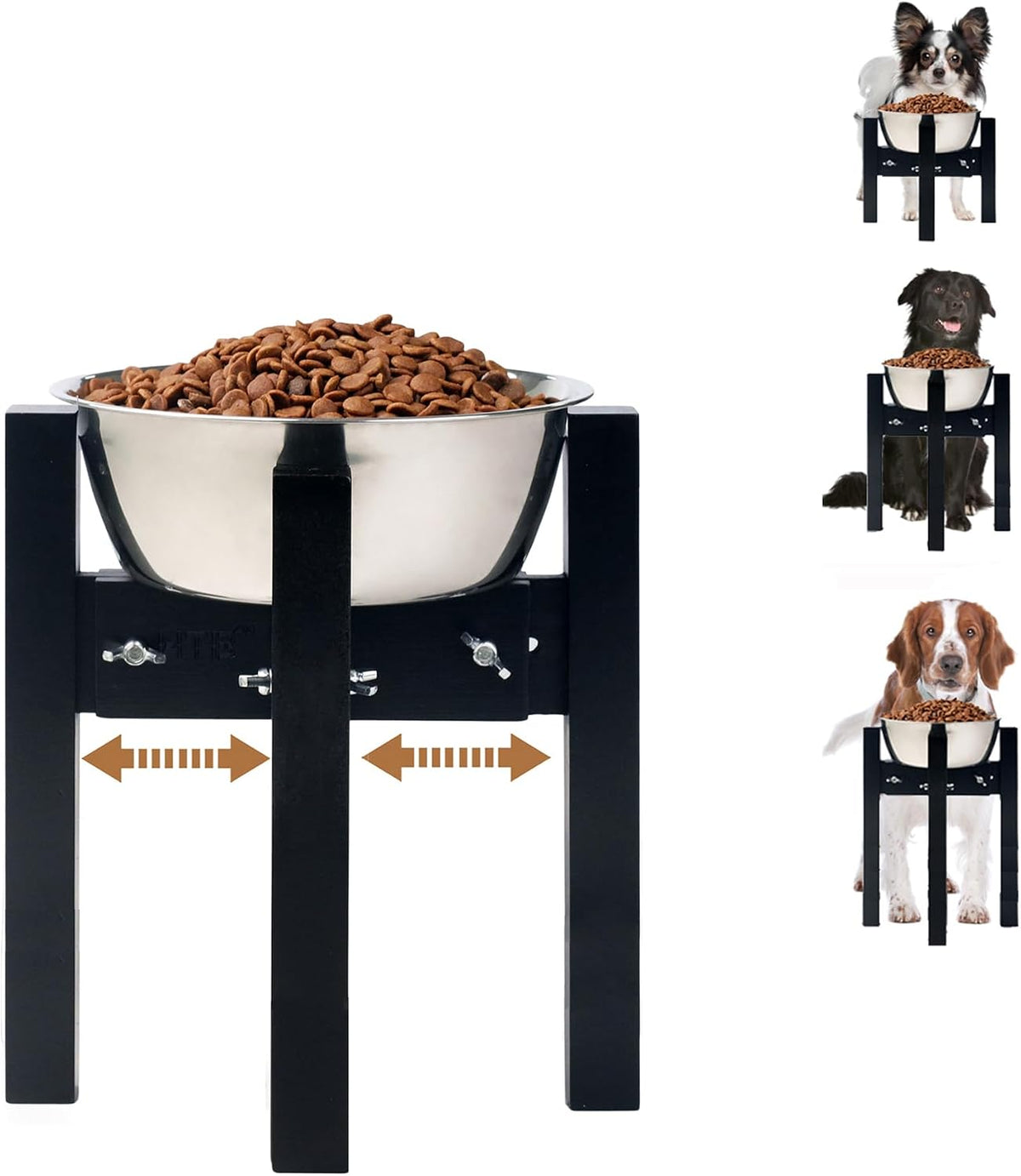 Elevated Dog Bowl Stand Adjustable Dog Food Holder 7”H Small Bamboo