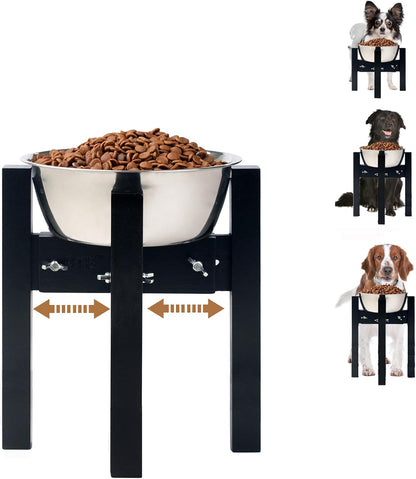 Elevated Dog Bowl Stand Adjustable Dog Food Holder 7”H Small Bamboo